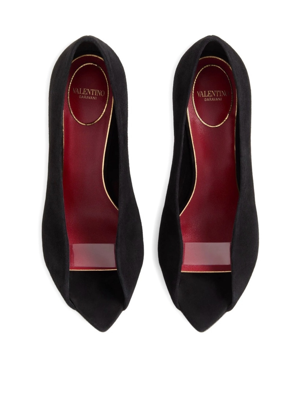 Valentino Garavani Black Suede Pointed Peep-Toe Heels